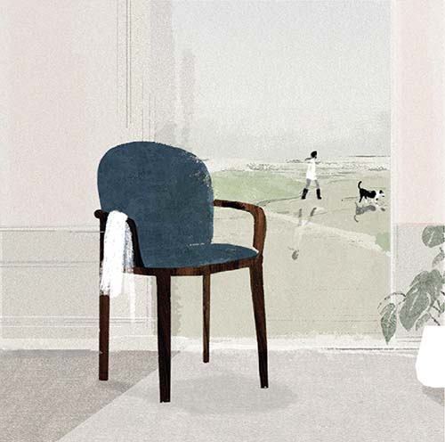 sedia orchestra design philippe tabet per pianca illustrazione di pierre bourrigault